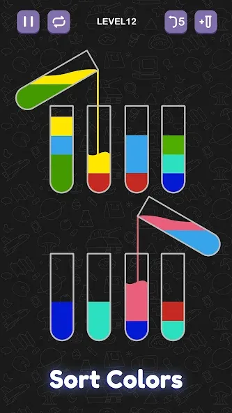 Water Sort Puzzle - Sort Color МОД/Взлом [Все открыто, Дополнительные деньги и Меню MOD] Screenshot 3